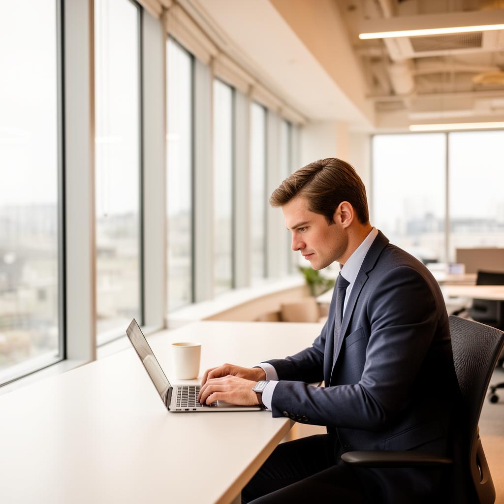 Ejecutivo trabajando en entorno corporativo moderno