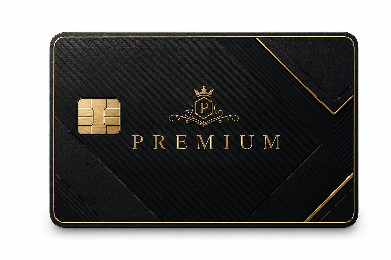 Tarjeta de membresía Premium estilo negro con detalles dorados